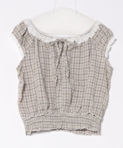 cobble du チェック柄ノースリーブドレープトップス