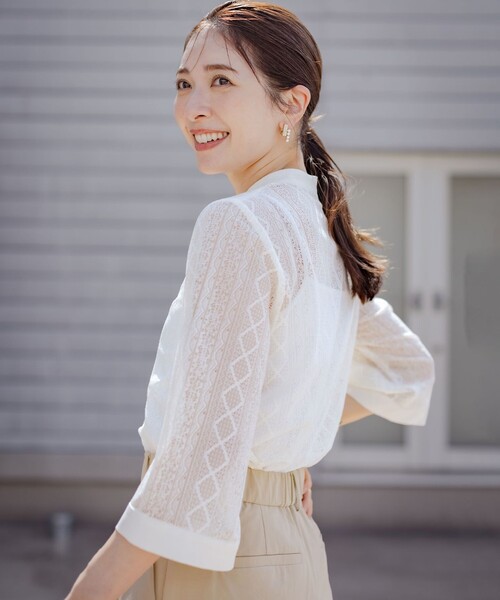 新品　Curensology ラッセルレースブラウス Curensology ラッセルレースブラウス美品