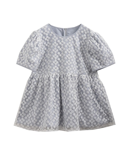 Fit more フラワーレース刺しゅうぺプラムトップス レディース