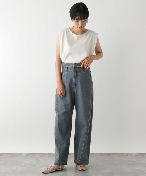 [LEPSIM] обработка Denim брюки MEDIUM оттенок голубого прочее женский 