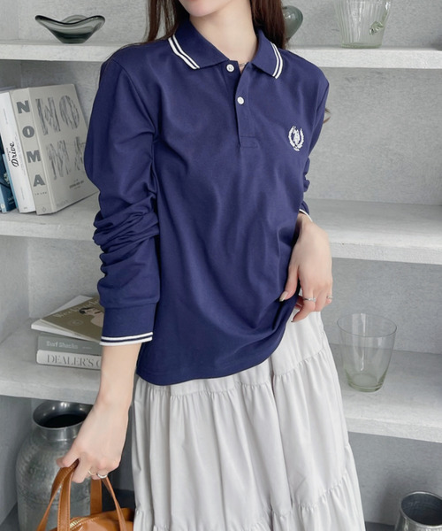 「U.S. POLO ASSN.」 長袖ポロシャツ L ネイビー レディース_画像8