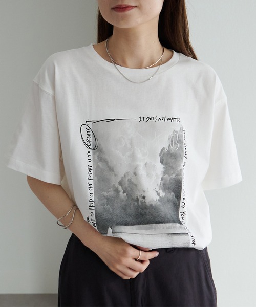 PUAL CE CIN グレー ロゴTシャツ 半袖 PUAL CE CIN グレー ロゴTシャツ 半袖 pual ce cin tシャツ