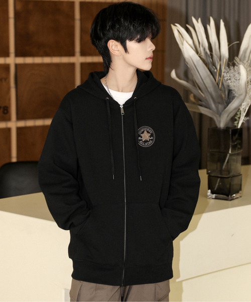 CONVERSE 「CONVERSE」 ジップアップパーカー MEDIUM ブラック