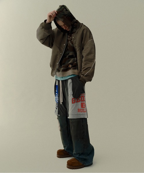 ワイドパンツ ジーンズ DOUBLE KNEE DENIM PANTS メンズの画像