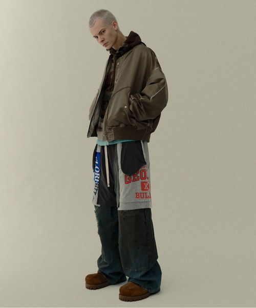 ワイドパンツ ジーンズ DOUBLE KNEE DENIM PANTS メンズの画像