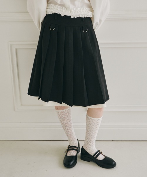 スカート layered medium pleats skirt / レイヤード風ミディスカート