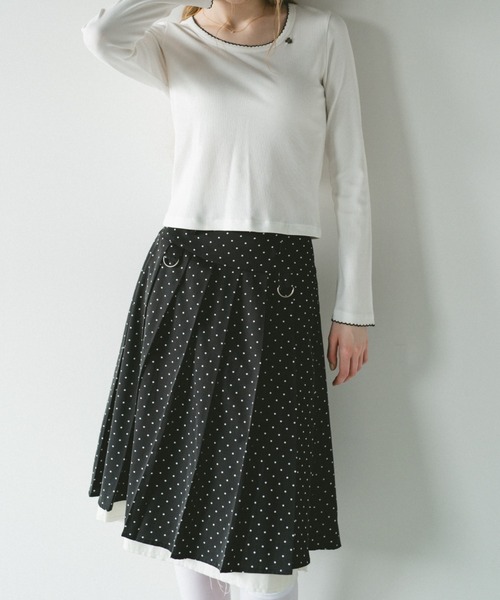美品★漆黒★PLEATS PLEASE★ミディ丈スカート スカート layered medium pleats skirt / レイヤード風ミディスカート