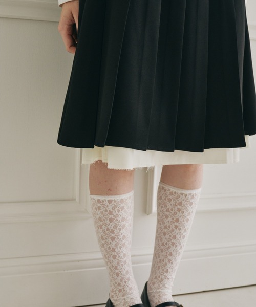 スカート layered medium pleats skirt / レイヤード風ミディスカート