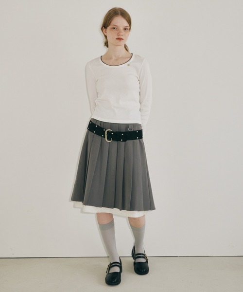 スカート layered medium pleats skirt / レイヤード風ミディスカート