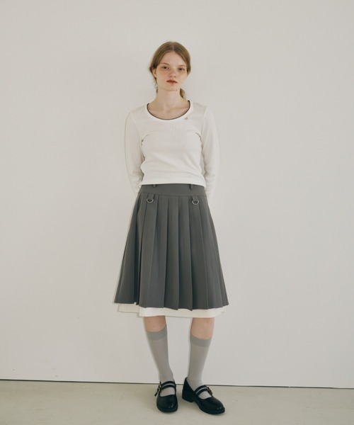 スカート layered medium pleats skirt / レイヤード風ミディスカート