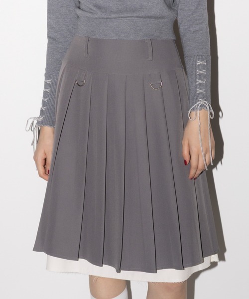 スカート layered medium pleats skirt / レイヤード風ミディスカート