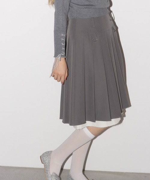 スカート layered medium pleats skirt / レイヤード風ミディスカート