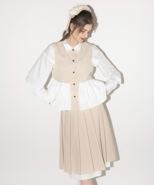 スカート layered medium pleats skirt / レイヤード風ミディスカート