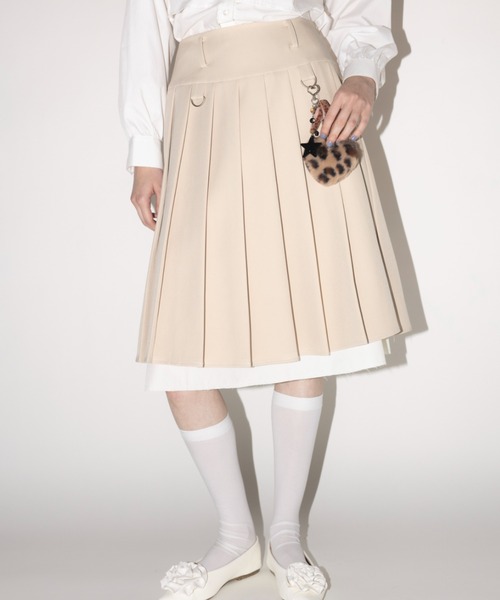 スカート layered medium pleats skirt / レイヤード風ミディスカート