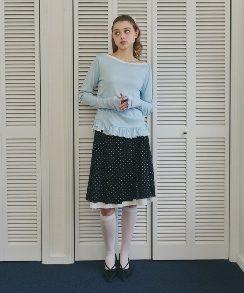 スカート layered medium pleats skirt / レイヤード風ミディスカート