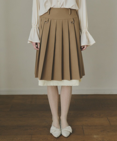 スカート layered medium pleats skirt / レイヤード風ミディスカート