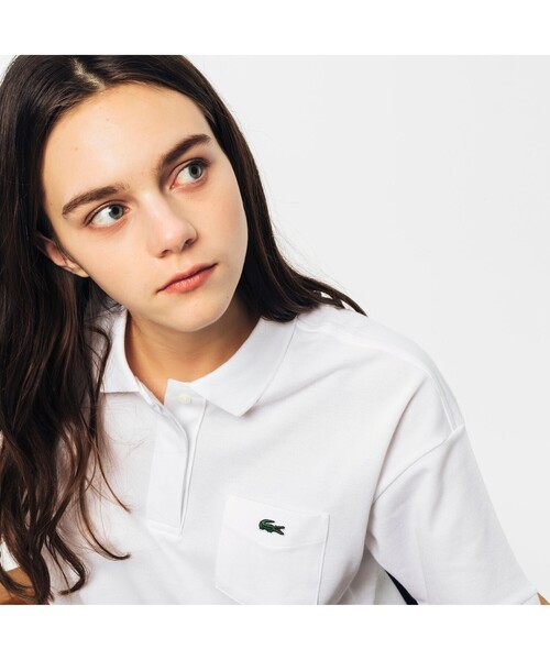 「LACOSTE」 半袖ポロシャツ 36 ネイビー レディース