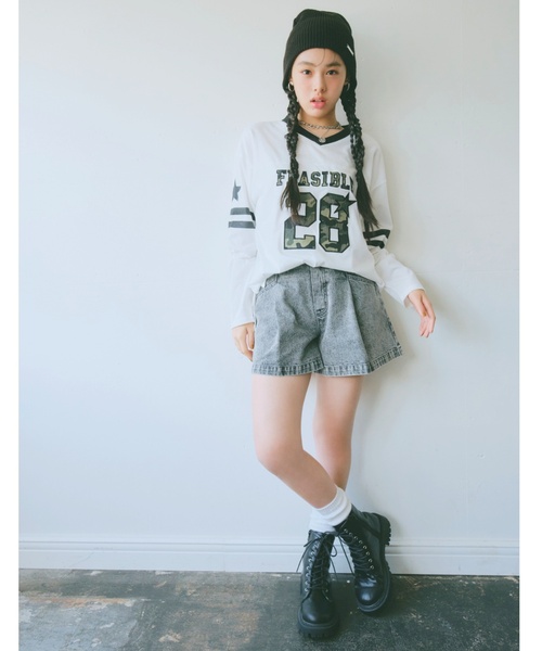 LOVETOXIC パンツ 美脚見えタックフレアキュロット キッズ 子供服