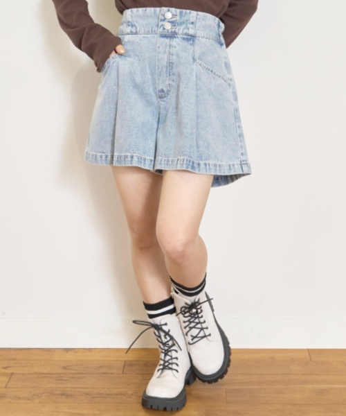 LOVETOXIC パンツ 美脚見えタックフレアキュロット キッズ 子供服