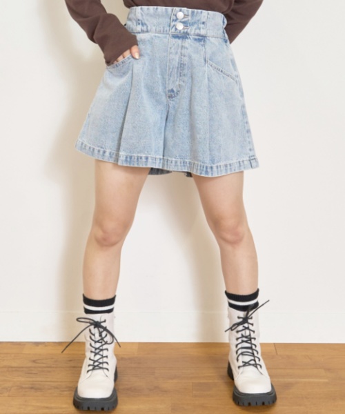 LOVETOXIC パンツ 美脚見えタックフレアキュロット キッズ 子供服