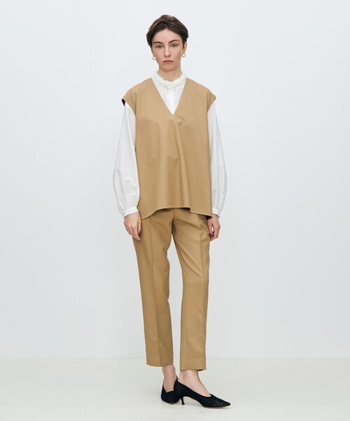 TOMORROWLAND collection ブラウス シャツ スーパーウールウィーブ V