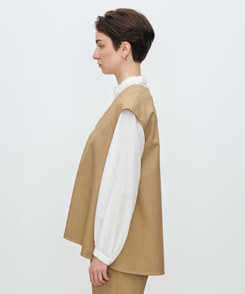 TOMORROWLAND collection ブラウス シャツ スーパーウールウィーブ V