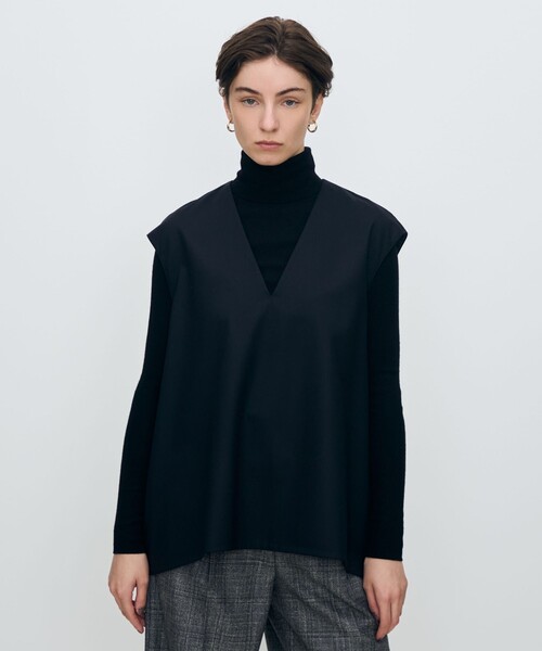 TOMORROWLAND collection ブラウス シャツ スーパーウールウィーブ V