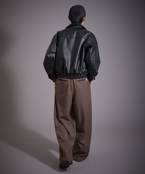 Perushu ブルゾン アウター ヴィンテージライク 合成皮革ジャケット