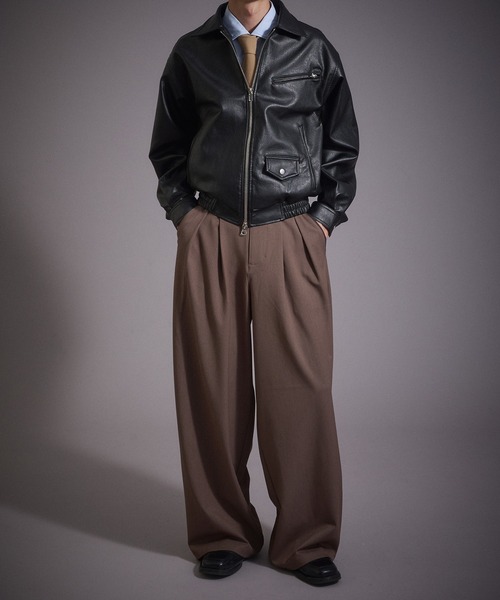 Perushu ブルゾン アウター ヴィンテージライク 合成皮革ジャケット