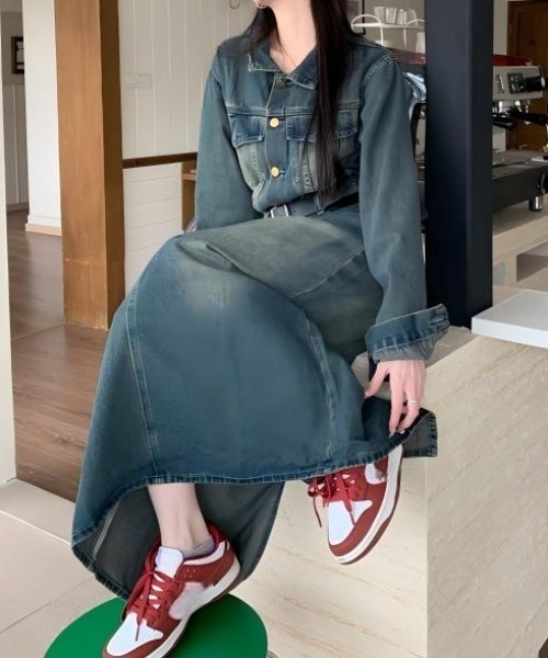 Aelina ワンピース ベルト付きデニムワンピース : ZOZOTOWN Yahoo!店