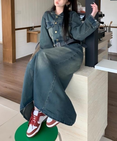 Aelina ワンピース ベルト付きデニムワンピース : ZOZOTOWN Yahoo!店