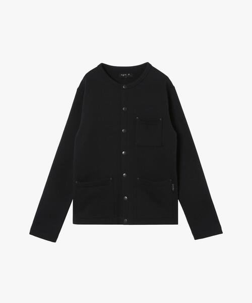 アニエスベー 長袖 プレッションカーディガン ブラック 黒 T1 S コットン レース 刺繍 コットン ニット 長袖 カーディガンプレッション