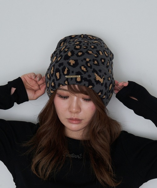 Ray Cassin（レイカズン） ニット帽 ニットキャップ ヒョウ柄ニット帽