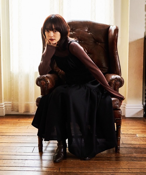 mysty woman（ミスティウーマン） ワンピース レース付きギャザー