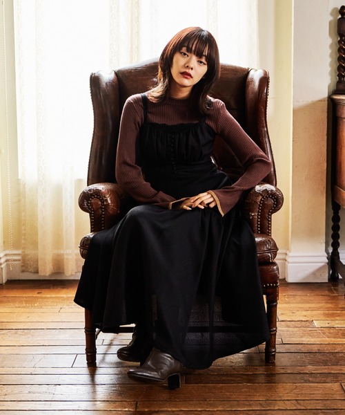 mysty woman（ミスティウーマン） ワンピース レース付きギャザー