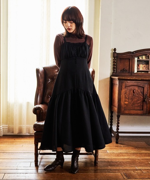 mysty woman（ミスティウーマン） ワンピース レース付きギャザー