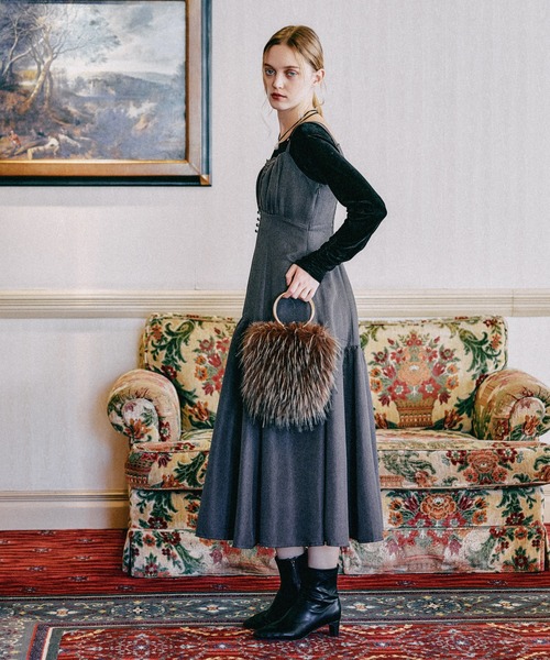 mysty woman（ミスティウーマン） ワンピース レース付きギャザー