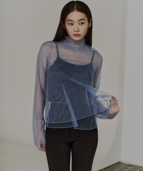 ANDRESD チュールトップス　レイヤードトップス ANDRESD ブラウス シャツ チュールレイヤードトップス / tulle layered
