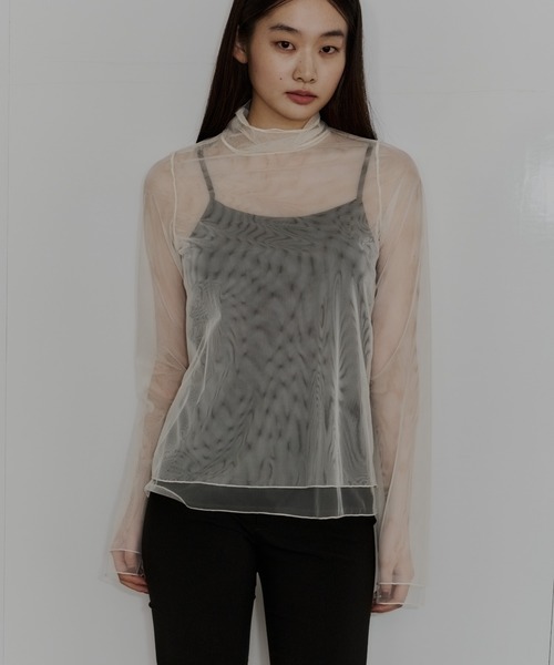 ANDRESD ブラウス シャツ チュールレイヤードトップス / tulle layered