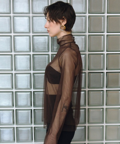 ANDRESD チュールトップス　レイヤードトップス ANDRESD ブラウス シャツ チュールレイヤードトップス / tulle layered