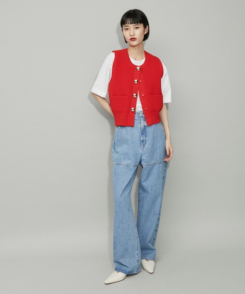 ADAM ET ROPE'（アダムエロペ） ニットベスト FREE レッド レディース