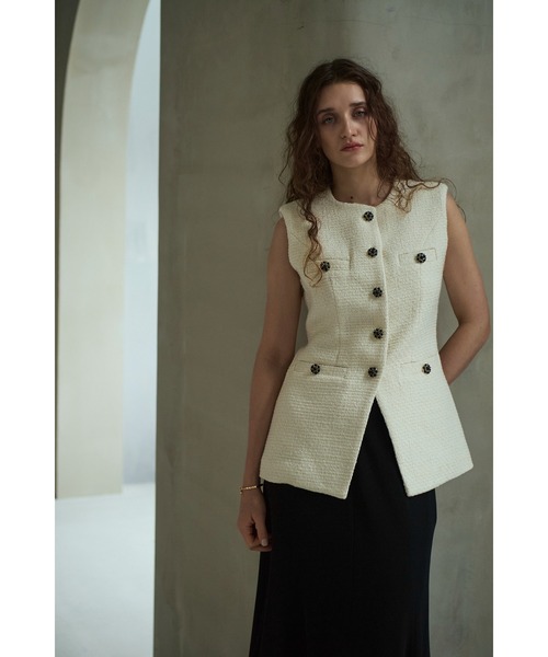 Estella.K ベスト ジレ Mabel Vest2 クルーネックツイードベスト2