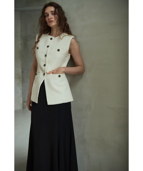 Estella.K ベスト ジレ Mabel Vest2 クルーネックツイードベスト2