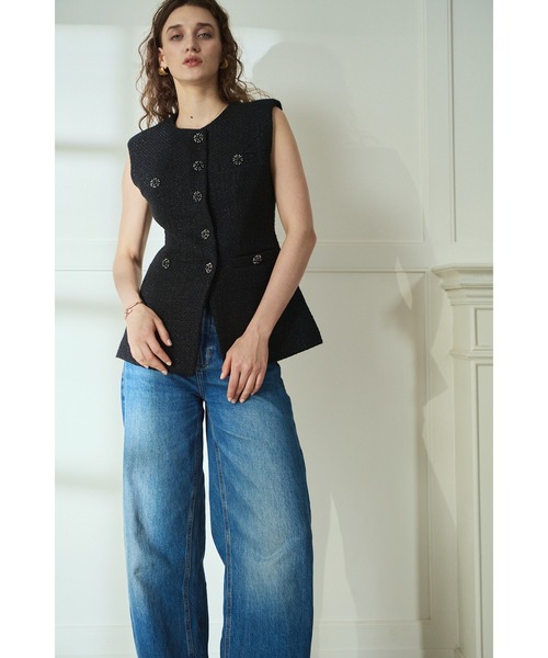 Estella.K ベスト ジレ Mabel Vest2 クルーネックツイードベスト2