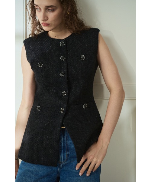 Estella.K ベスト ジレ Mabel Vest2 クルーネックツイードベスト2