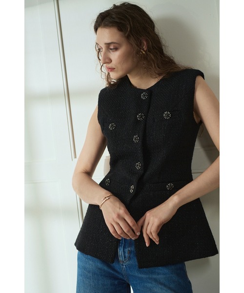 【期間限定お値下げ】Estella.K/ クルーネックツイードベスト Estella.K ベスト ジレ Mabel Vest2 クルーネックツイードベスト2