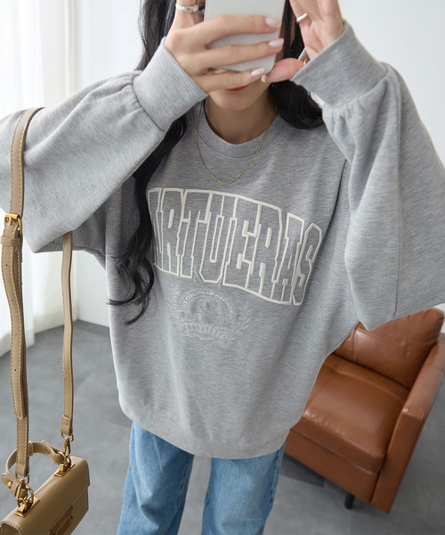 トレーナー スウェット ビッグロゴ刺繍スウェット レディース