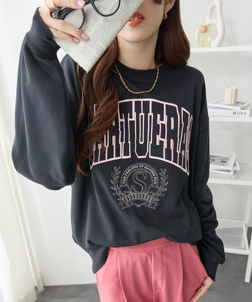 トレーナー スウェット ビッグロゴ刺繍スウェット レディース