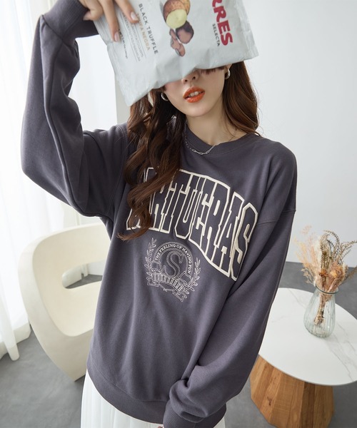 トレーナー スウェット ビッグロゴ刺繍スウェット レディース