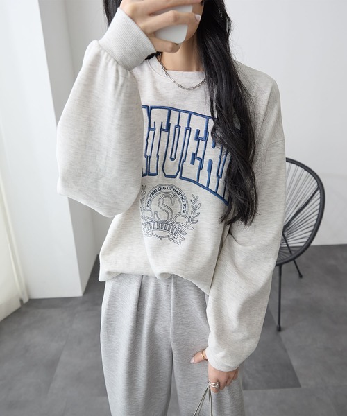 トレーナー スウェット ビッグロゴ刺繍スウェット レディース 